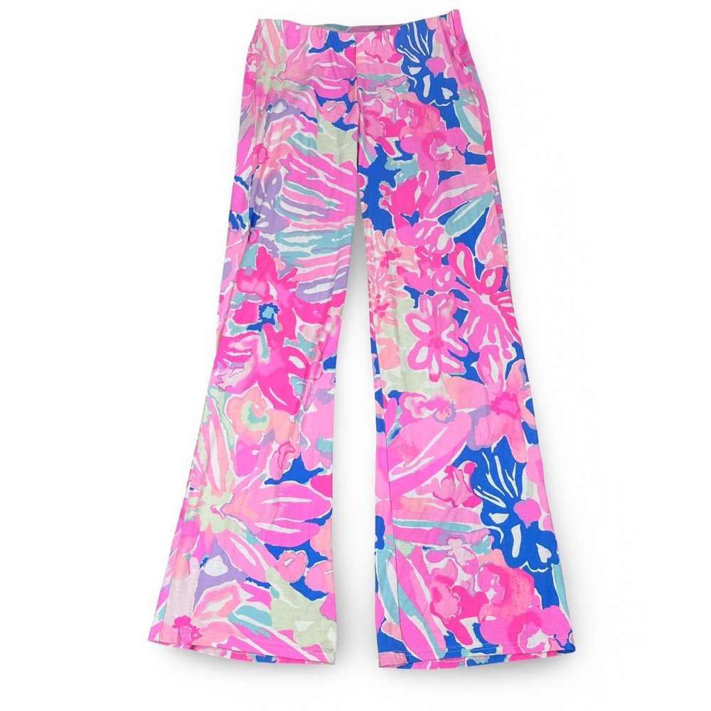 Lilly Pulitzer George May Palazzo Pants XS 86480 Playa Hermosa Pink Floral Wide